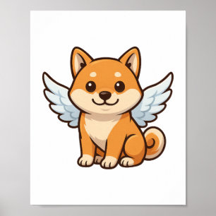 Poster Cachorro de desenho animado anjo Shiba Inu fofo fe