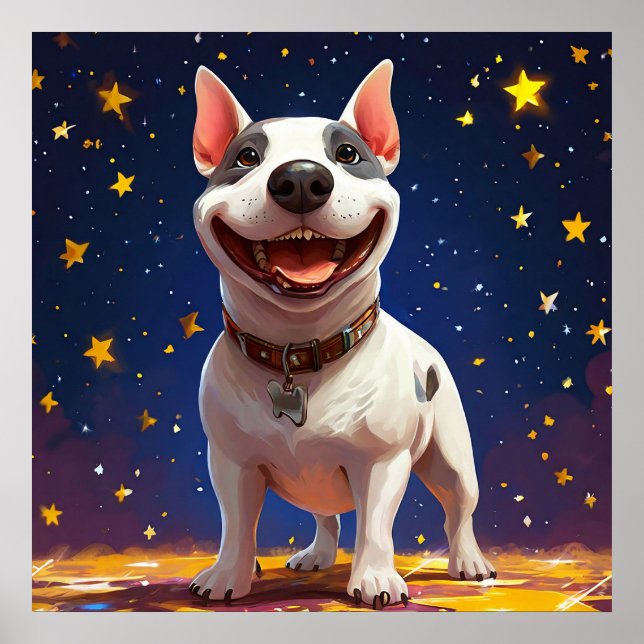 Poster Cachorro de Desenho Animado Divertido com Cores Vi (Frente)