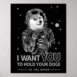 Poster Cachorro De Dogecoina Quero Que Você Vá À Lua Engr