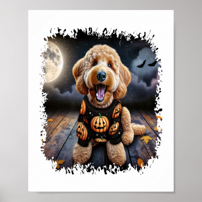 Poster Cachorro de Goldendoodle Halloween (Frente)