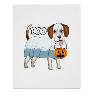 Pôster Cachorro de Halloween Beagle Fantasma