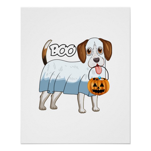 Pôster Cachorro de Halloween Beagle Fantasma (Frente)