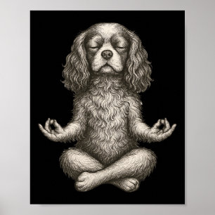 Poster Cachorro de Ioga Vintage Cavalier King Charles Spa