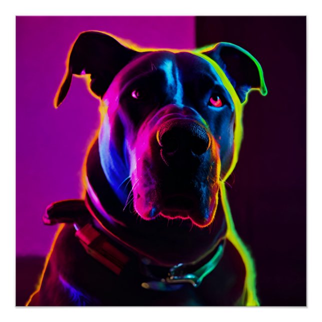 Pôster cachorro de neon (Frente)
