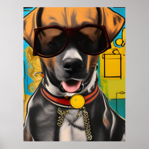 Poster Cachorro de Óculos de Sol