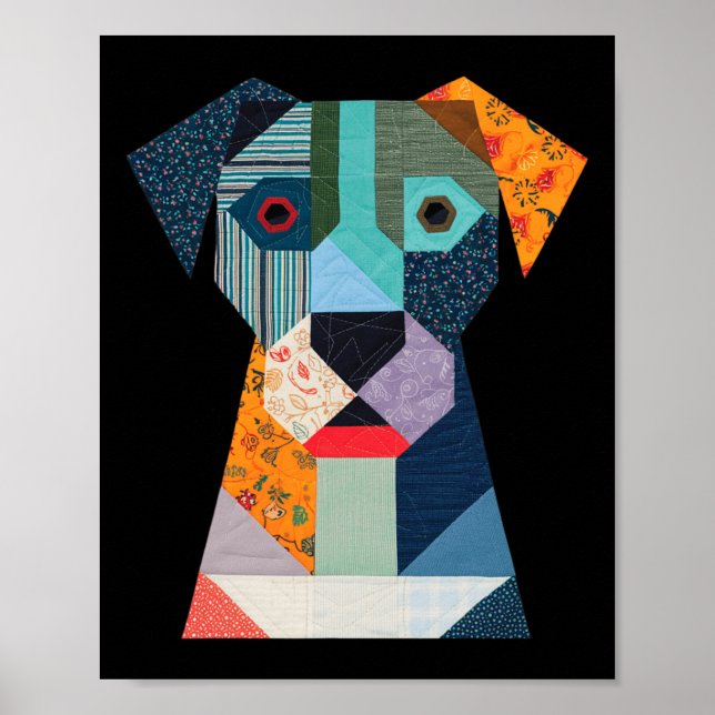 Poster Cachorro De Padrões De Inclinação Para Quilter Sew (Frente)
