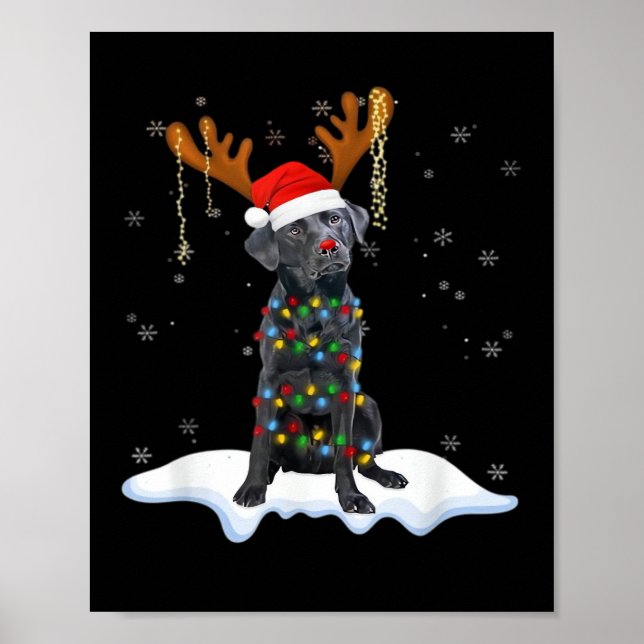 Poster Cachorro de pijama com luz de árvore de Natal do L (Frente)