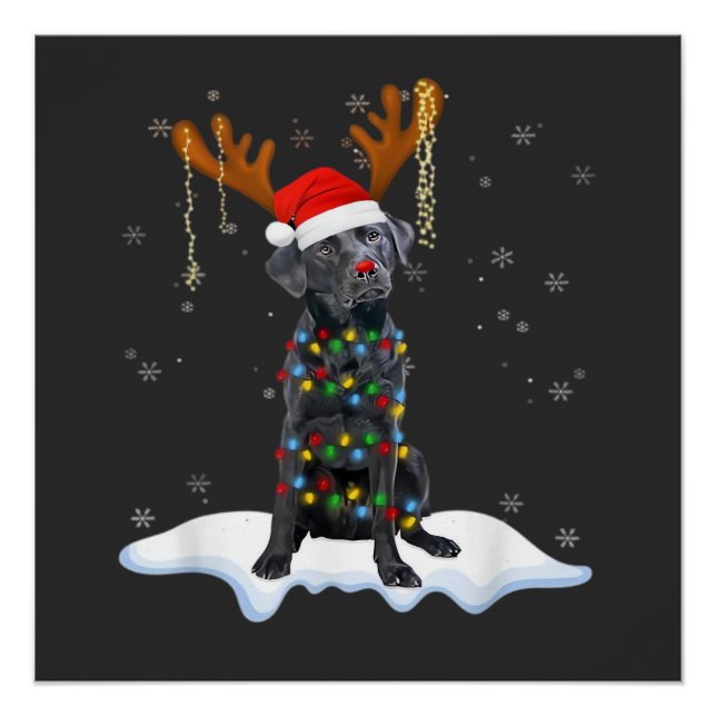 Pôster Cachorro de pijama com luz de árvore de Natal do L (Frente)