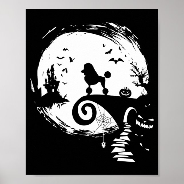 Poster Cachorro De Poodle E Cachorro De Lua No Halloween  (Frente)