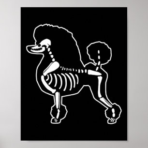 Poster Cachorro de Poodle Engraçado Esqueleto Halloween D