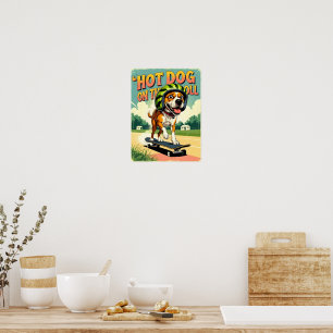 Poster Cachorro de Skate Verão Divertido Retro Praia