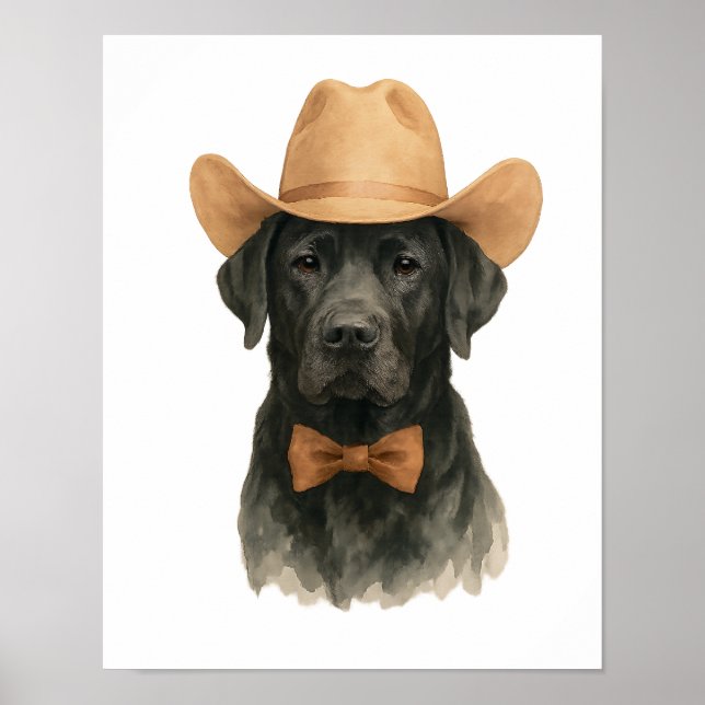 Poster Cachorro de vaqueiro encantador no chapéu e Arco (Frente)