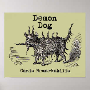 Pôster Cachorro Demônio Vintage Engraçado Fofo