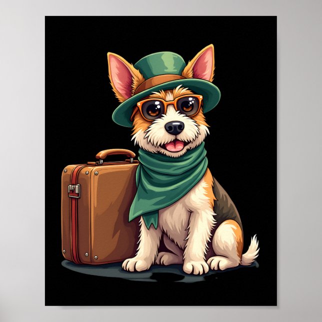 Poster Cachorro Divertido Viajar com Gráfico de Bolsa par (Frente)