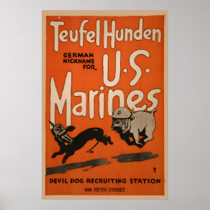 Poster Cachorro do Diabo Fuzileiros Navais dos EUA -917 F