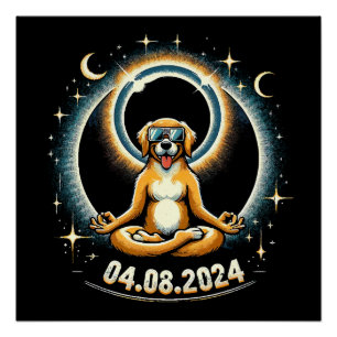 Pôster Cachorro do Eclipse Solar de 2024