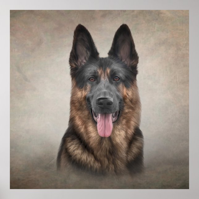 Poster Cachorro do German shepherd de Desenho (Frente)