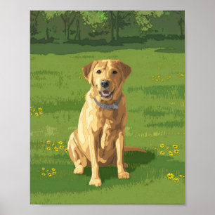 Poster Cachorro do Retriever Labrador Amarelo