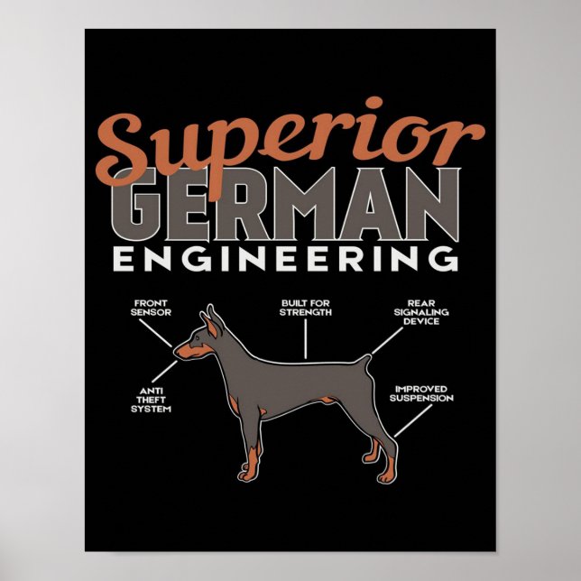Poster Cachorro Doberman de Engenharia Alemã Superior (Frente)