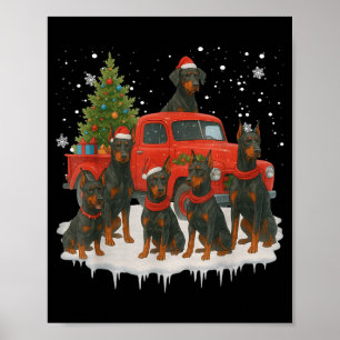 Poster Cachorro Doberman Nscher Caminhão Vermelho Árvore