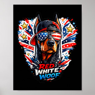 Poster Cachorro dobermann pinscher engraçado vermelho bra