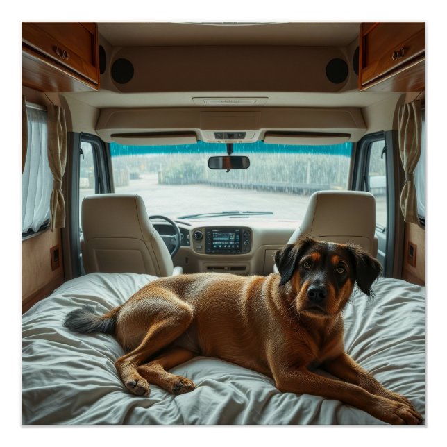Pôster Cachorro Dormindo no Interior Aconchegante de uma  (Frente)