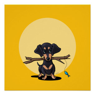 Pôster Cachorro Doxie Amarelo Ensolarado