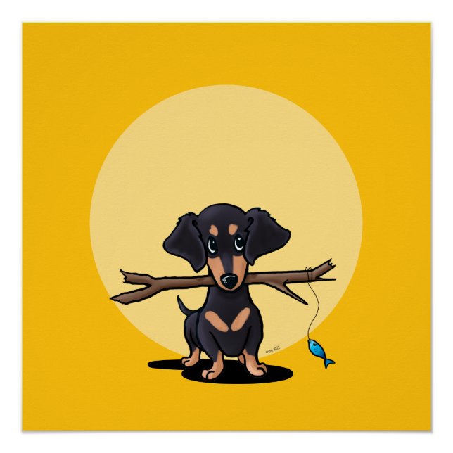 Pôster Cachorro Doxie Amarelo Ensolarado (Frente)