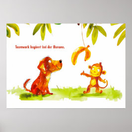 Poster Cachorro e Macaco Querem Banana