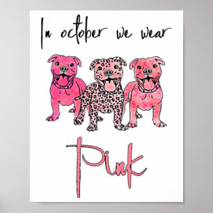 Poster Cachorro Em Outubro Vestimos Cancer De Fita Rosa