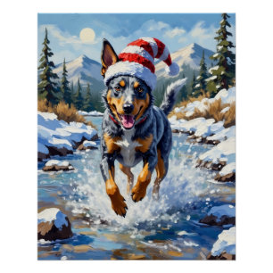 Pôster Cachorro Energetico Blue Heeler Rio de Inverno Nat