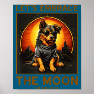 Poster Cachorro Engraçado Abraço Total do Eclipse Solar
