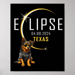 Poster Cachorro Engraçado do Eclipse Solar Total do Texas