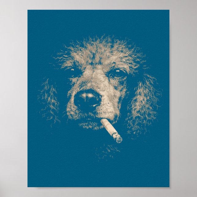 Poster Cachorro Engraçado Fumando Cigarro Poodle Meme (Frente)