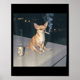 Poster Cachorro engraçado fumando meme de chihuahua cigar