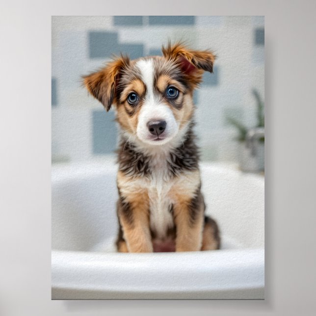 Poster Cachorro engraçado no banheiro (Frente)