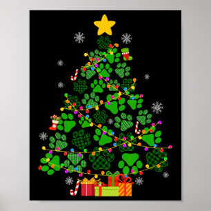 Poster Cachorro Engraçado Pinças de Natal Árvore de Natal