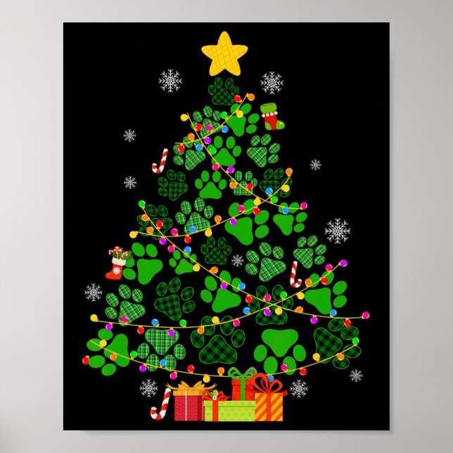 Poster Cachorro Engraçado Pinças de Natal Árvore de Natal (Frente)