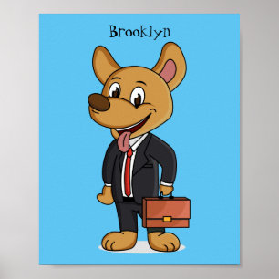 Poster Cachorro engraçado vestindo desenho de terno