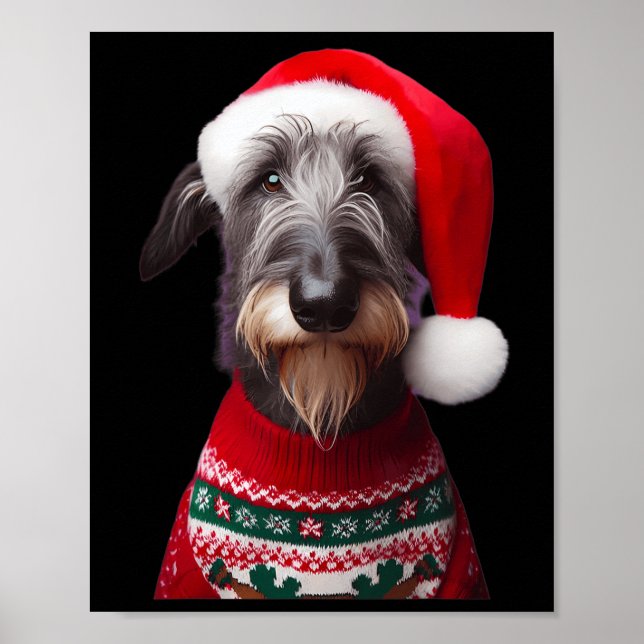 Poster Cachorro Escocês De Deerhound Com Santa Hat Xm De  (Frente)