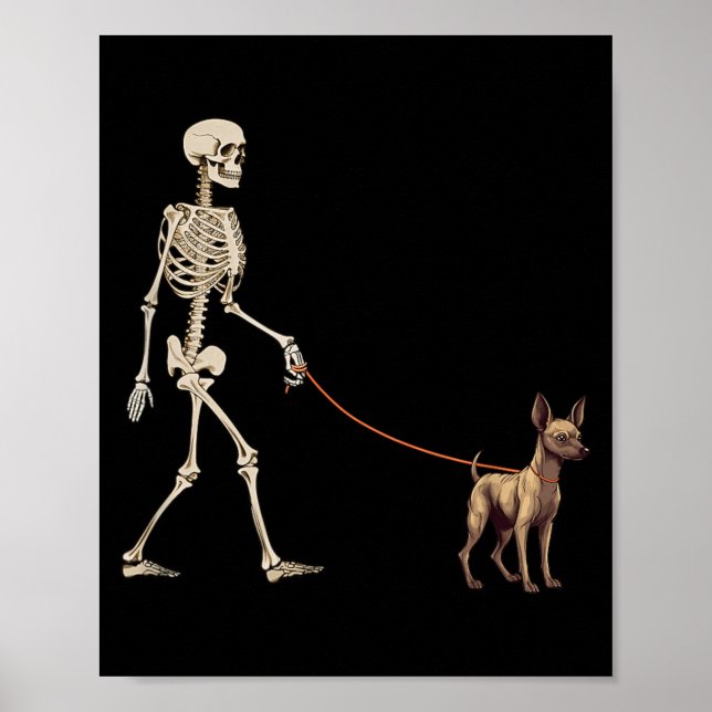 Poster Cachorro esqueleto Xoloitzcuintli engraçado andand (Frente)