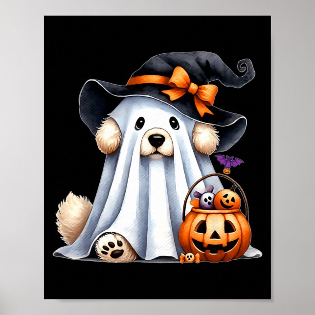 Poster Cachorro Fantasma de Halloween (Frente)