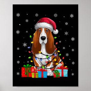 Poster Cachorro Feio Xmas Luz Santa Hat Cachorro de Apost
