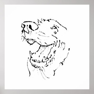 Poster Cachorro Feliz da Raça Golden Retriever, Ilustraçã