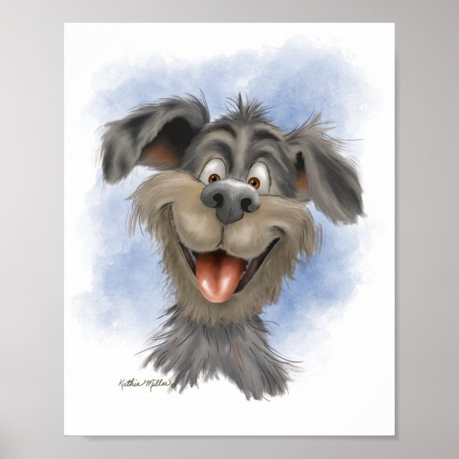 Poster Cachorro Feliz Sorridente – Desenho Animado de Cac (Frente)