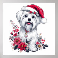 Cachorro Festivo Maltês Floral com o Cachorro Sant