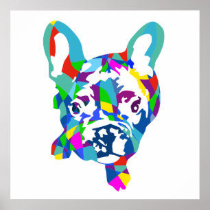 Poster Cachorro filhote colorido Bulldog Francês