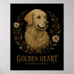 Poster Cachorro Floral Legal bordado pelo ouro Retriever