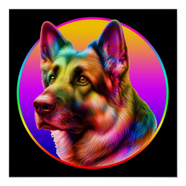 PÔSTER CACHORRO FOFO ARCO-ÍRIS COLORIDO (Frente)