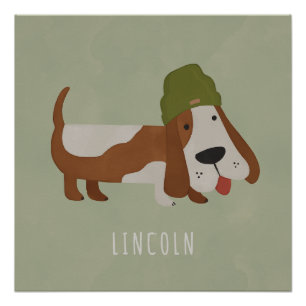 Pôster Cachorro Fofo com um Gorro/Touca personalizado